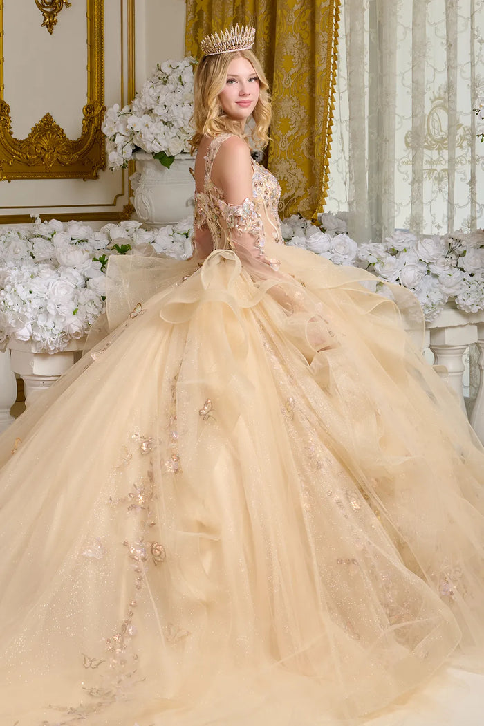 V-Neck Ruffled Ball Gown by Elizabeth KGL3648
