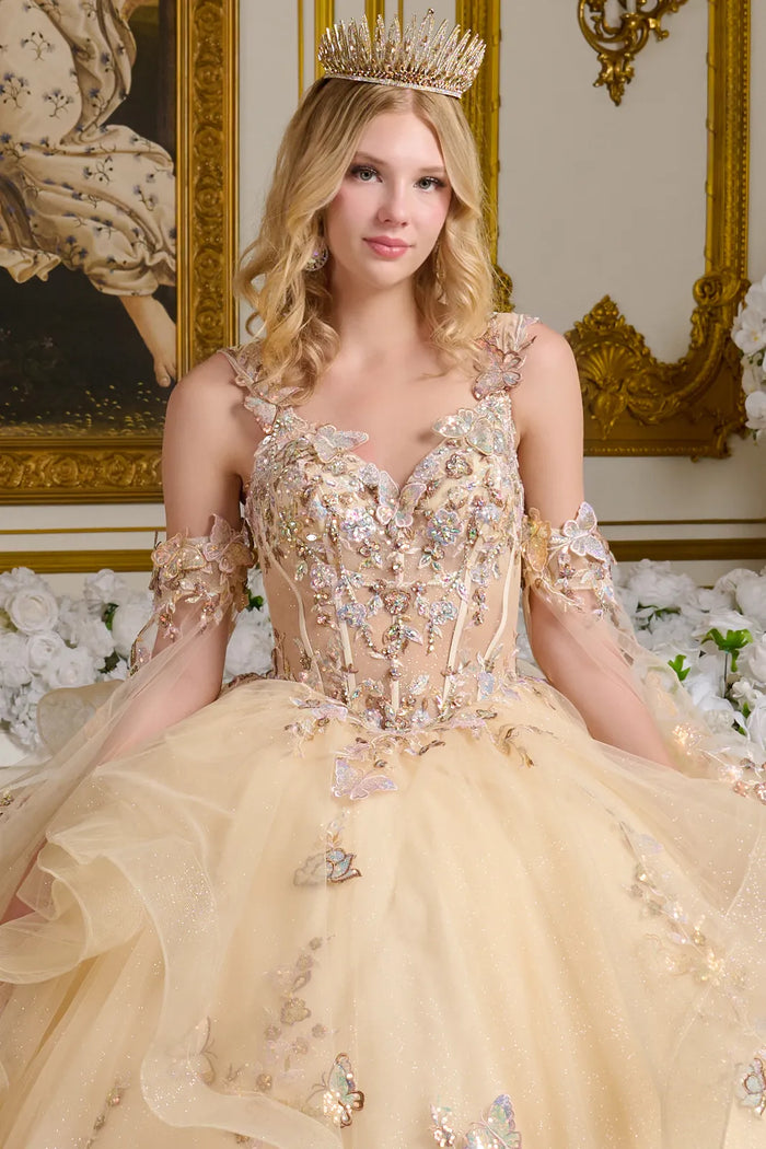 V-Neck Ruffled Ball Gown by Elizabeth KGL3648