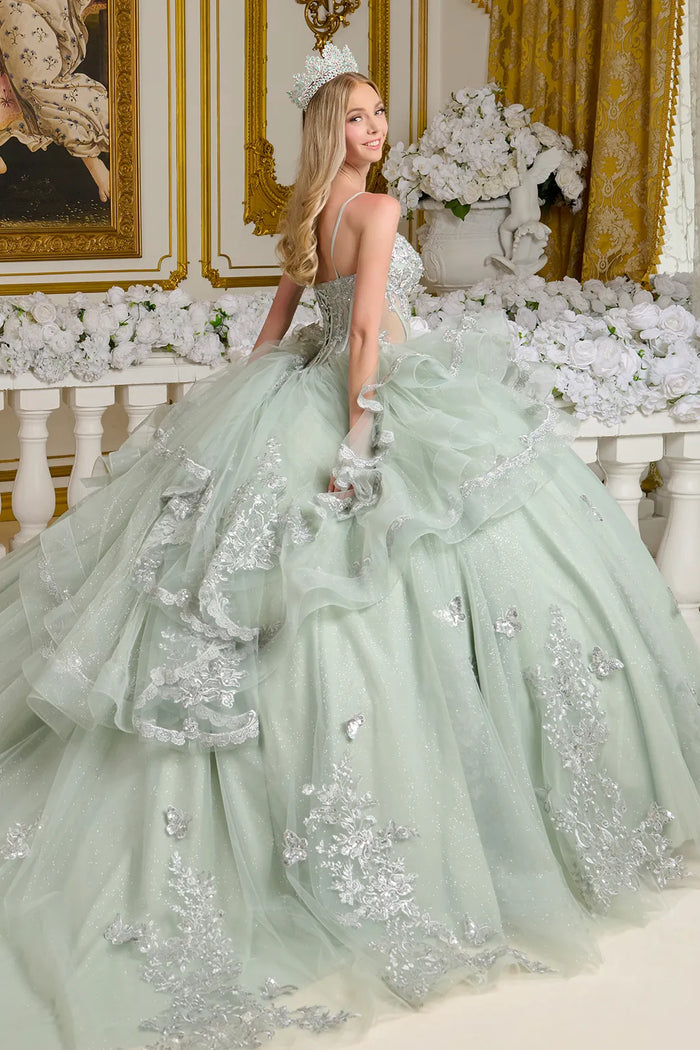 V-Neck Ruffled Ball Gown by Elizabeth KGL3649