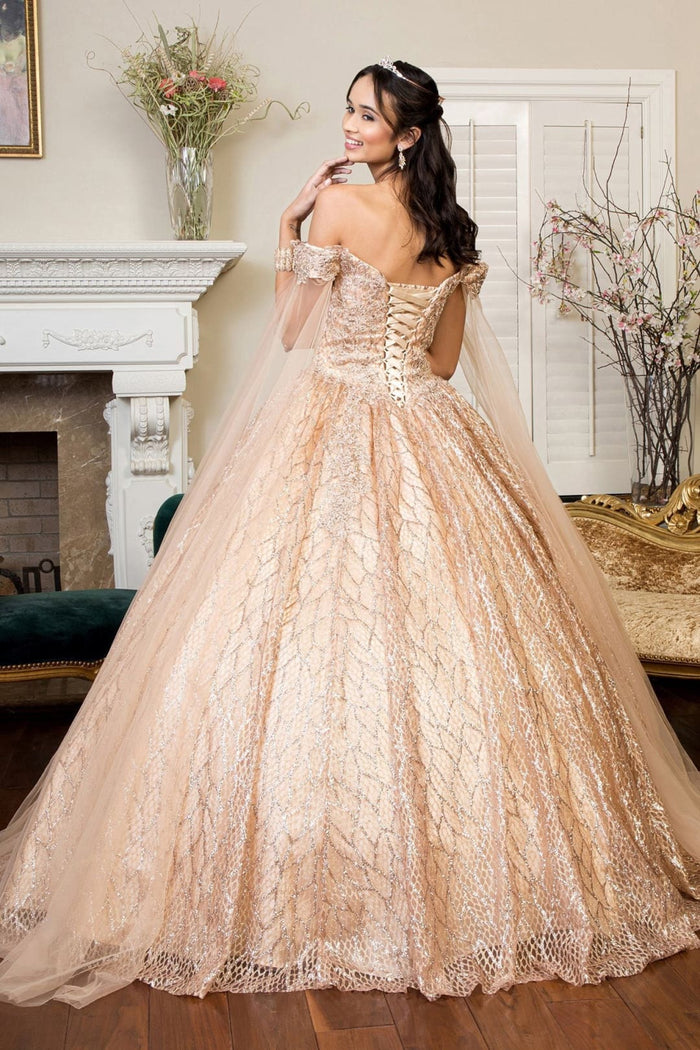 Glitter Off Shoulder Ball Gown by Elizabeth KGL1926