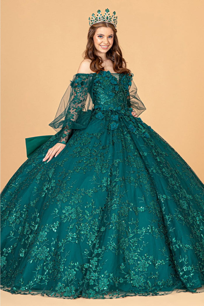 Glitter Puff Sleeve Ball Gown by Elizabeth KGL3071