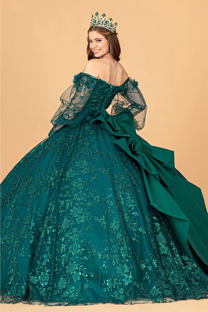 Glitter Puff Sleeve Ball Gown by Elizabeth KGL3071
