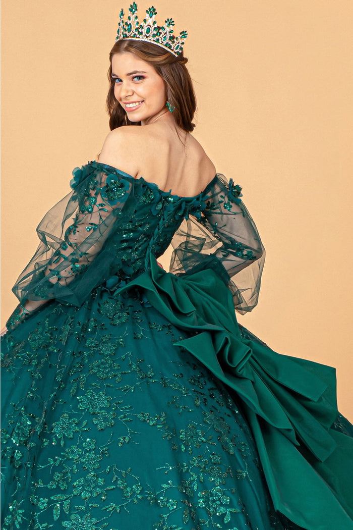 Glitter Puff Sleeve Ball Gown by Elizabeth KGL3071