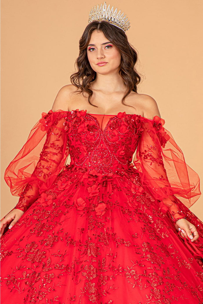Glitter Puff Sleeve Ball Gown by Elizabeth KGL3071