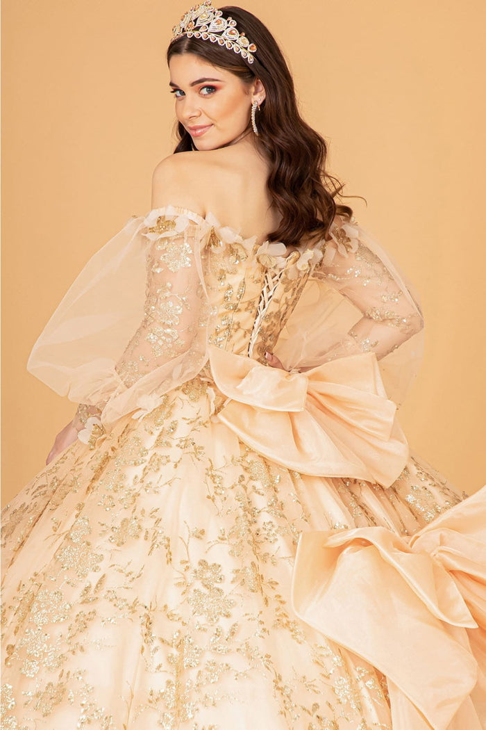 Glitter Puff Sleeve Ball Gown by Elizabeth KGL3071