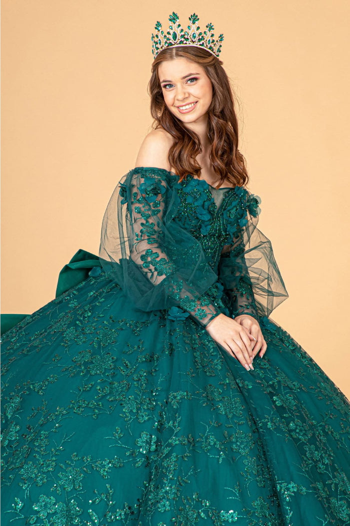 Glitter Puff Sleeve Ball Gown by Elizabeth KGL3071