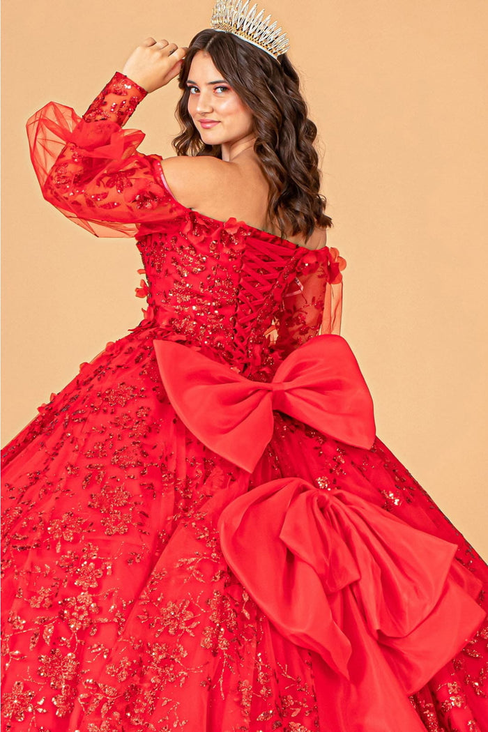 Glitter Puff Sleeve Ball Gown by Elizabeth KGL3071