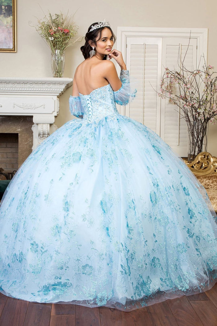 Glitter Print Strapless Ball Gown by Elizabeth KGL1944