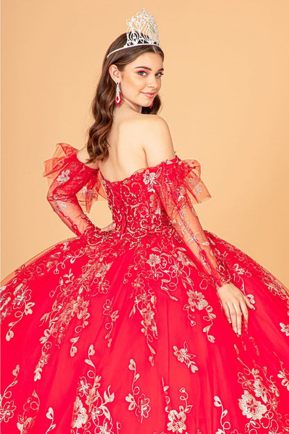 Glitter Print Strapless Ball Gown by Elizabeth K GL1944 - Quinceanera Dresses