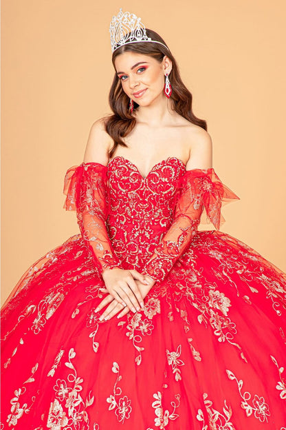 Glitter Print Strapless Ball Gown by Elizabeth K GL1944 - Quinceanera Dresses