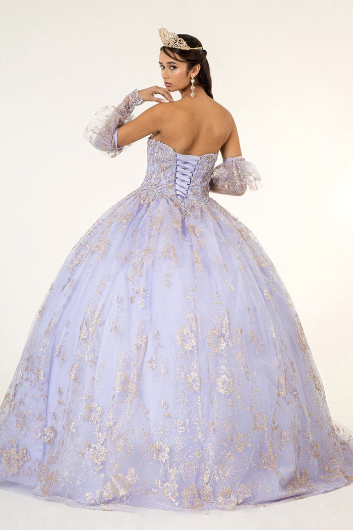 Glitter Print Strapless Ball Gown by Elizabeth KGL1944