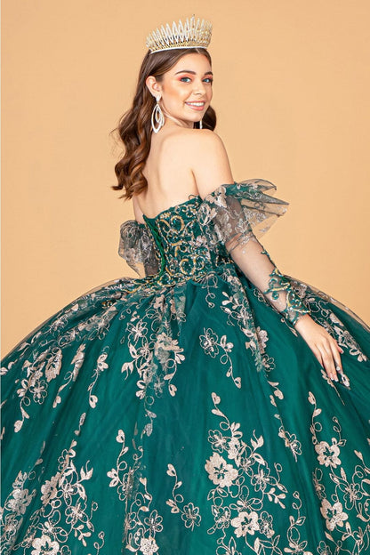 Glitter Print Strapless Ball Gown by Elizabeth K GL1944 - Quinceanera Dresses