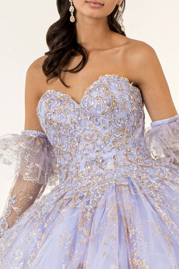 Glitter Print Strapless Ball Gown by Elizabeth KGL1944