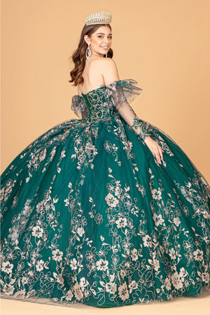 Glitter Print Strapless Ball Gown by Elizabeth K GL1944 - Quinceanera Dresses