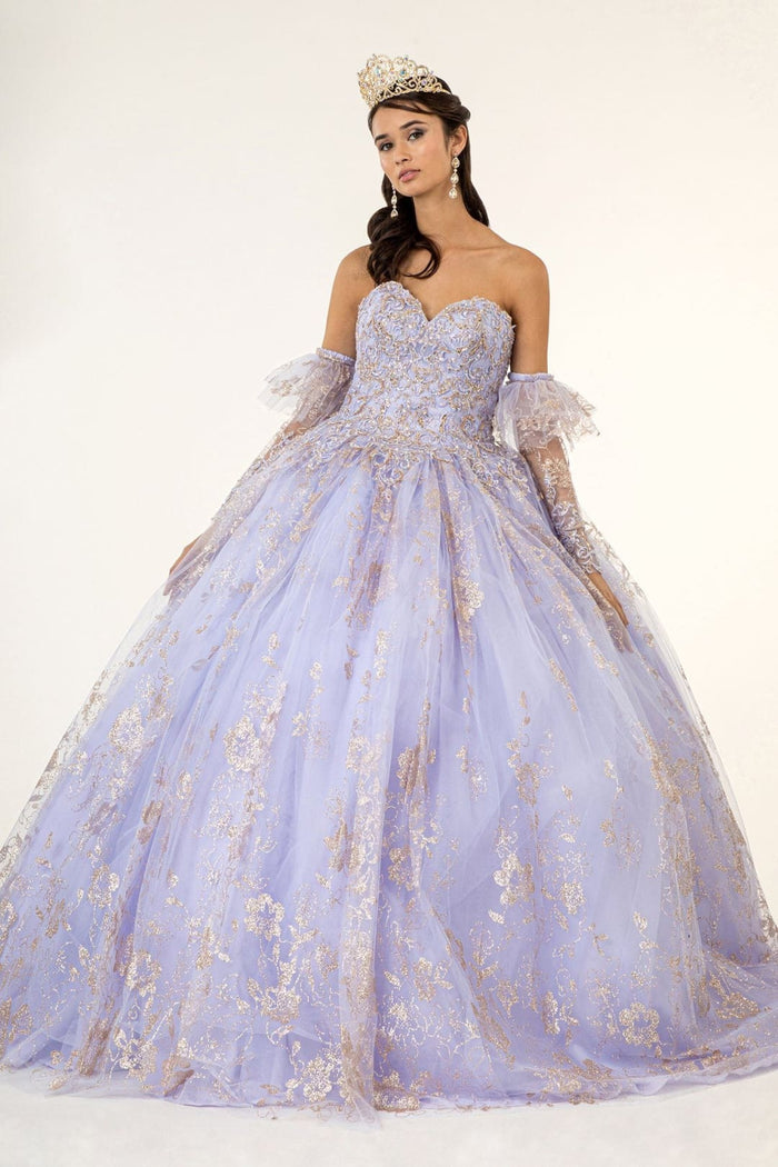 Glitter Print Strapless Ball Gown by Elizabeth KGL1944