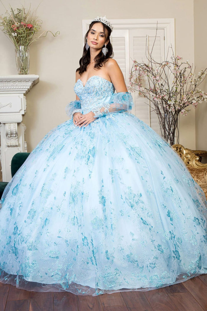 Glitter Print Strapless Ball Gown by Elizabeth KGL1944