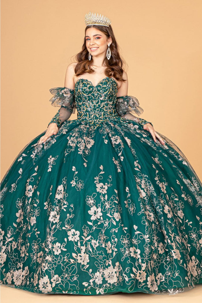 Glitter Print Strapless Ball Gown by Elizabeth KGL1944