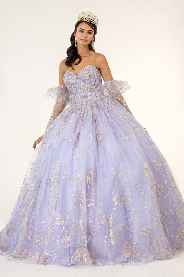 Glitter Print Strapless Ball Gown by Elizabeth KGL1944