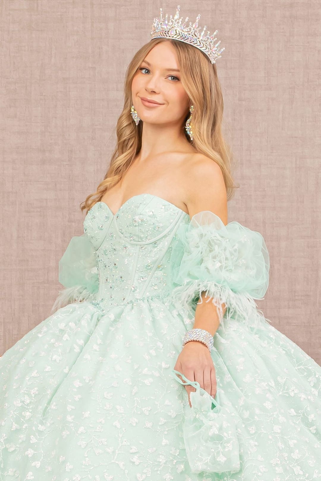 Glitter Print Sweetheart Ball Gown by Elizabeth K GL3176 - Quinceanera Dresses
