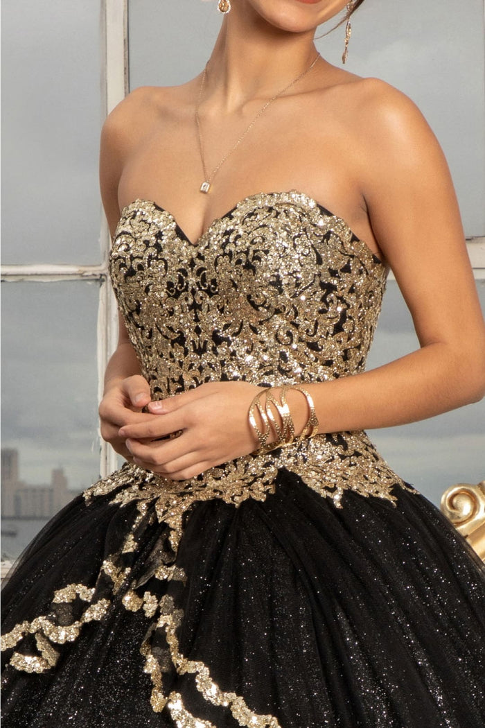 Strapless Glitter Ball Gown by Elizabeth KGL3022
