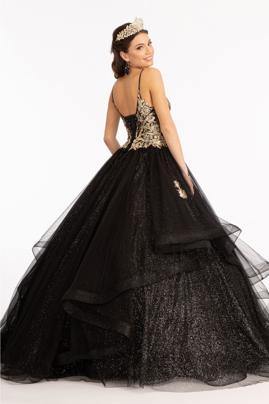 Glitter V-Neck Ball Gown by Elizabeth K GL3021 - Quinceanera Dresses