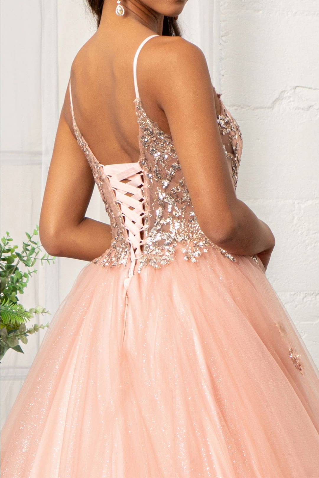 Glitter V-Neck Ball Gown by Elizabeth K GL3021 - Quinceanera Dresses