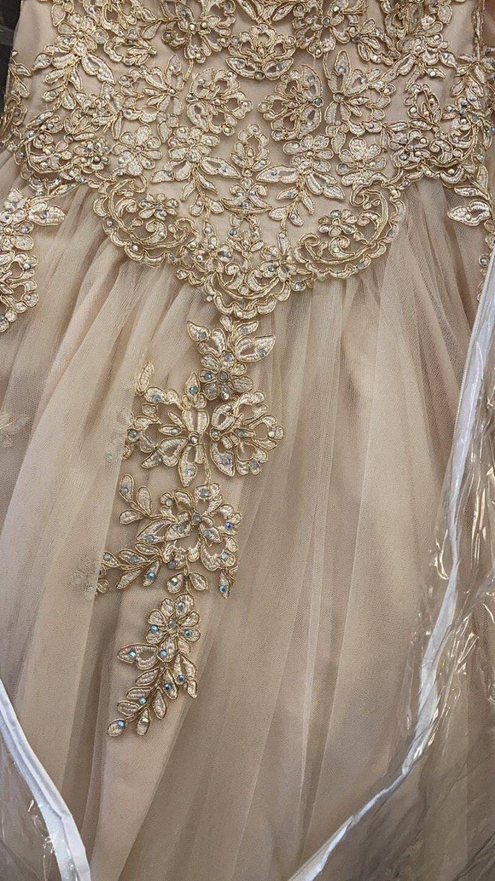 Off Shoulder Quinceañera Ball Gown Embroidered Lace-Up Back Floor Length by Elizabeth K GL2510