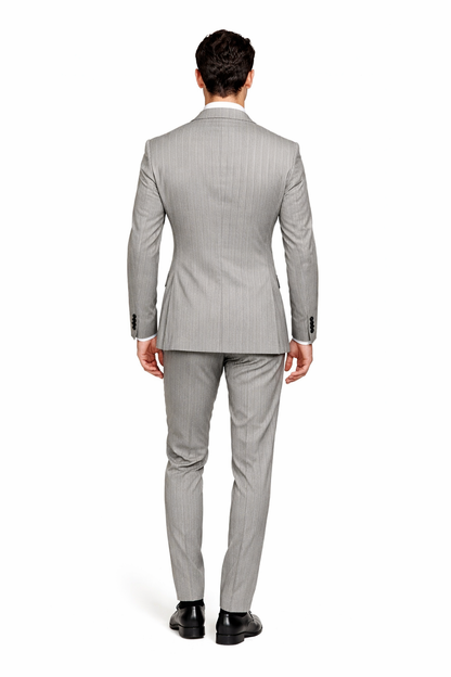 Gray and Black Pinstripe Double Breasted - Modern Fit 1920s Vintage Looking Suit