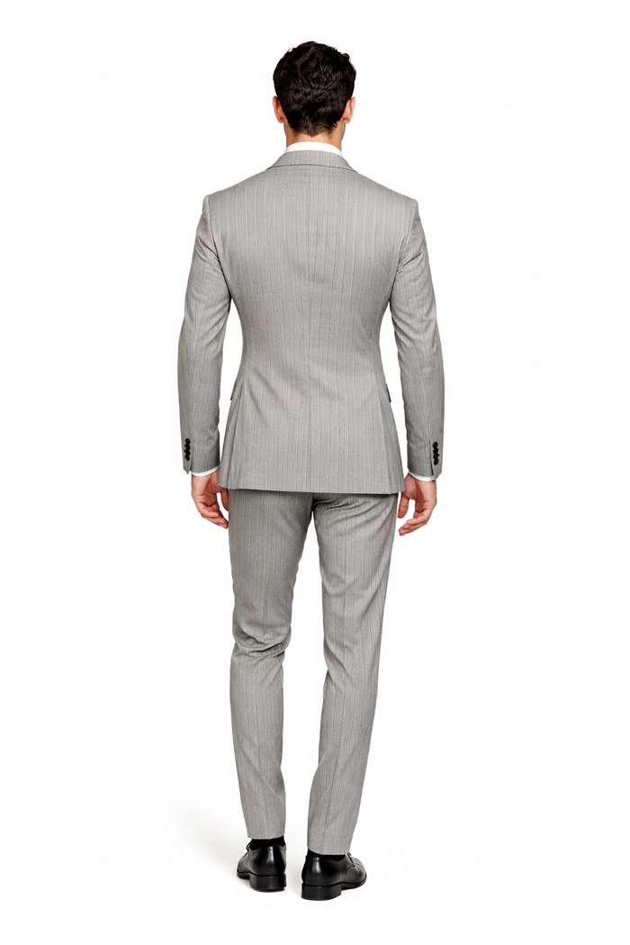 Gray and Black Pinstripe Double Breasted - Modern Fit 1920s Vintage Looking Suit
