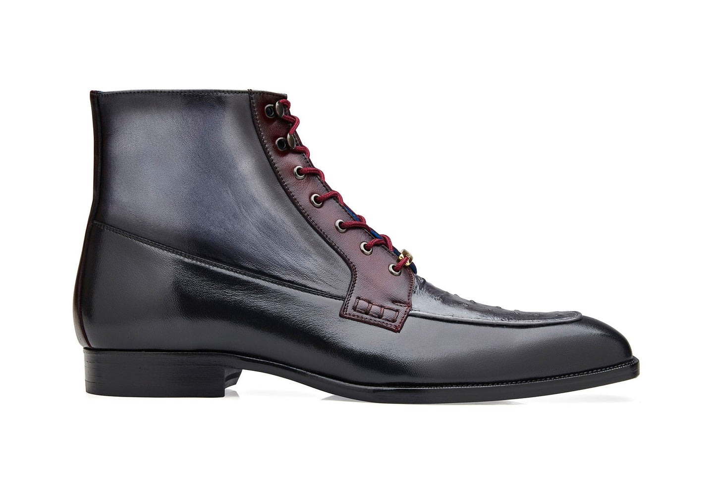 Belvedere Greco: Black/Gray/Burgundy Genuine Crocodile Oxford