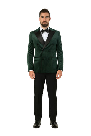 Green Velvet Double Breasted Tuxedo Jacket  Wedding & Prom