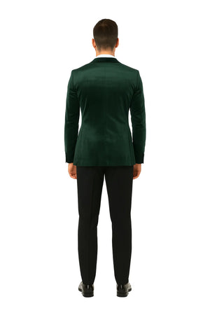 Green Velvet Double Breasted Tuxedo Jacket  Wedding & Prom