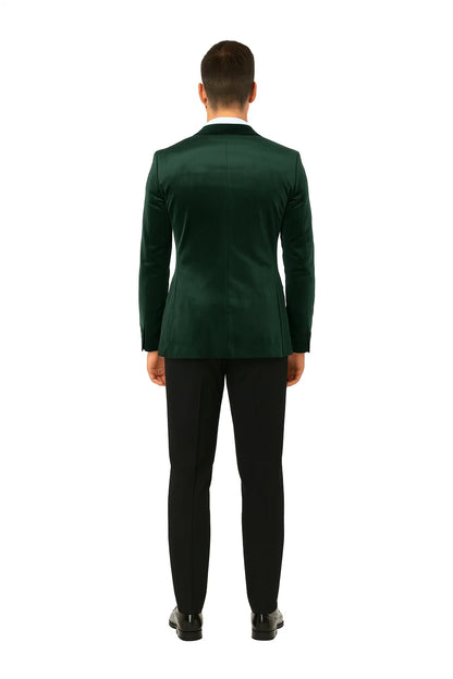 Green Velvet Double Breasted Tuxedo Jacket  Wedding & Prom