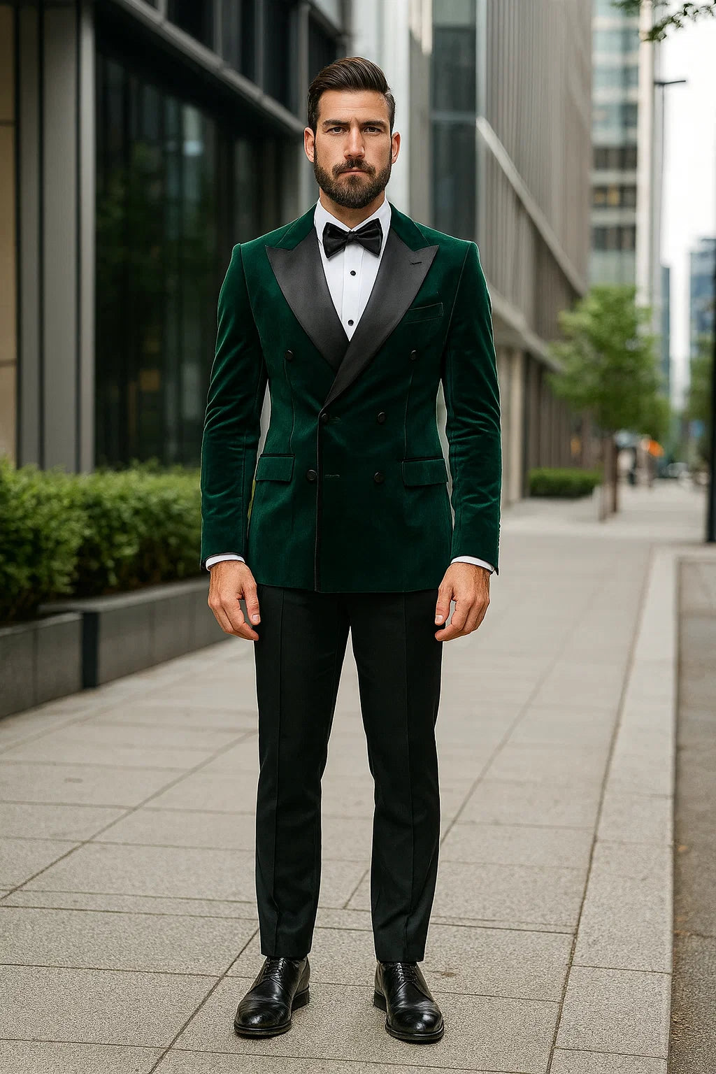 Green Velvet Double Breasted Tuxedo Jacket  Wedding & Prom