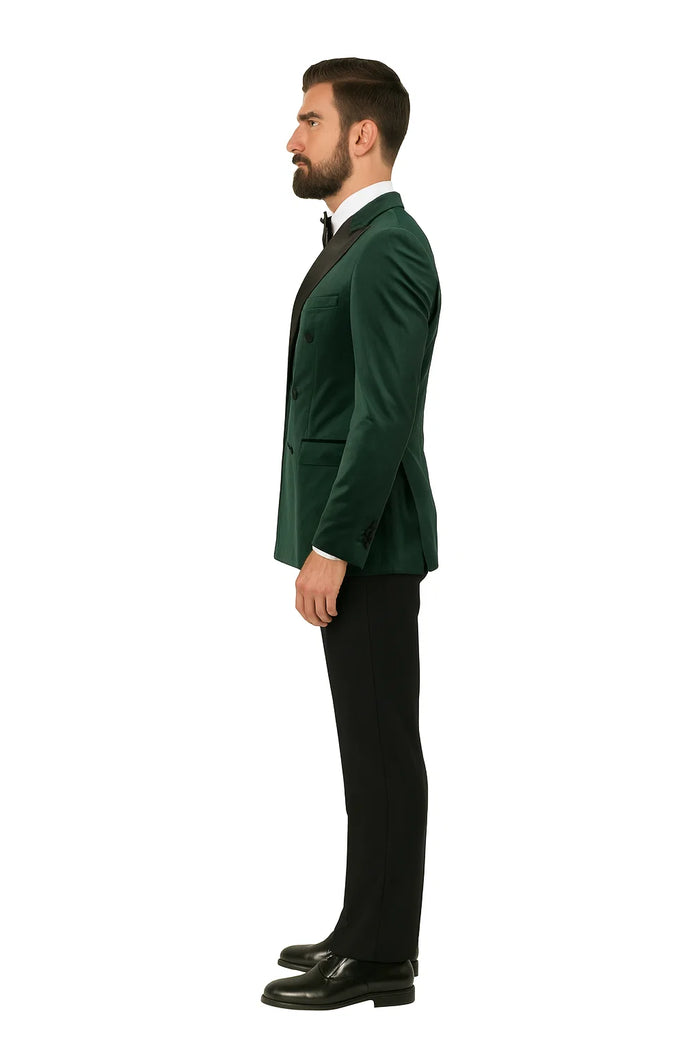 Green Velvet Double Breasted Tuxedo Jacket  Wedding & Prom