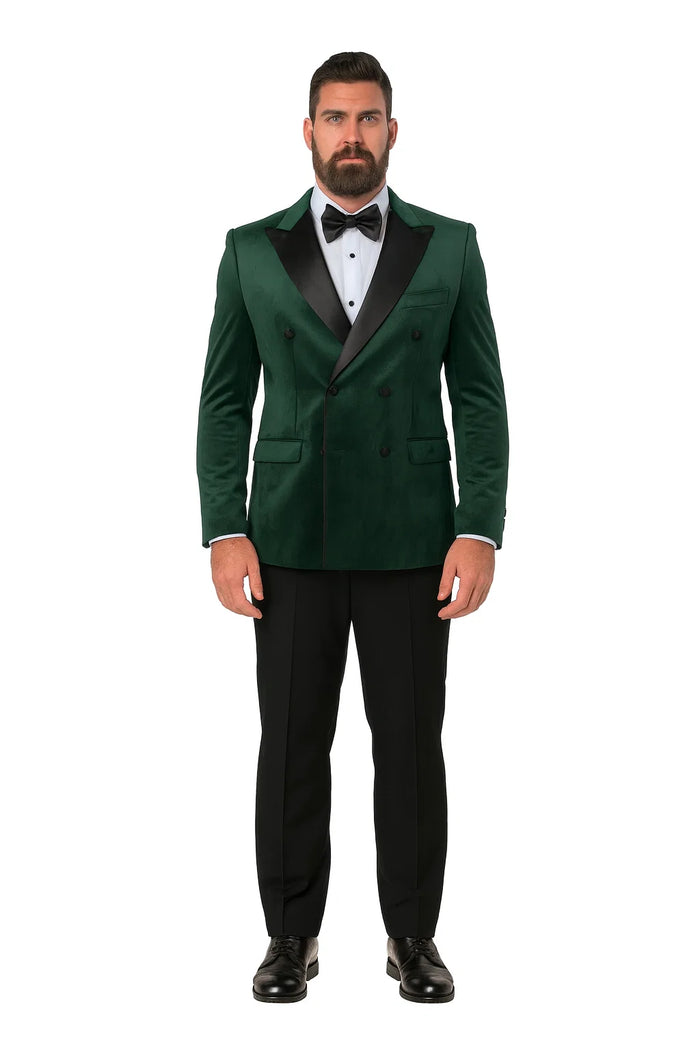 Green Velvet Double Breasted Tuxedo Jacket  Wedding & Prom