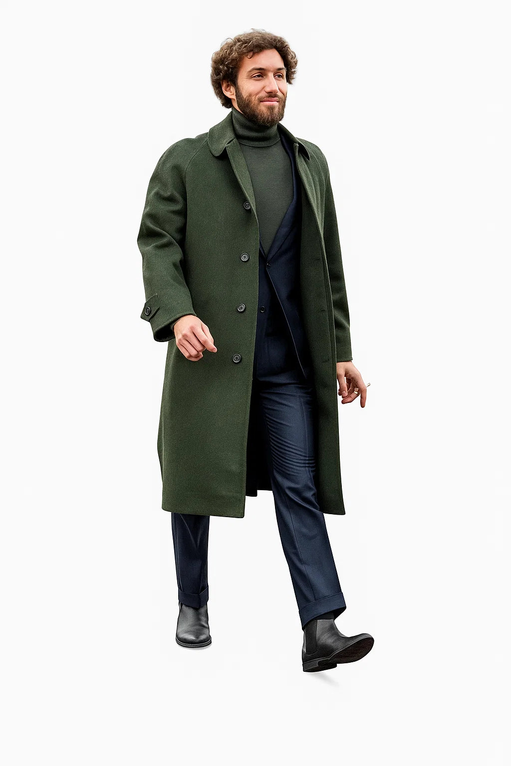 Mens Olive Green Wool Overcoat Outfit  Winter Business Casual Style