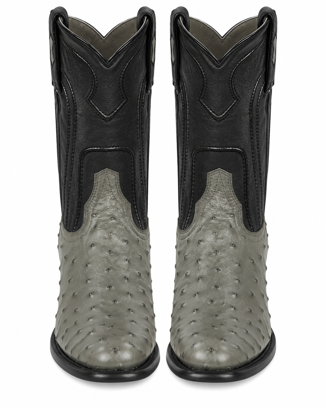 Grey Ostrich Roper Boots