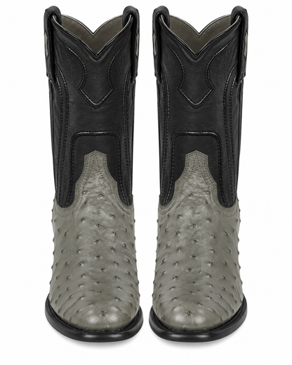 Grey Ostrich Roper Boots