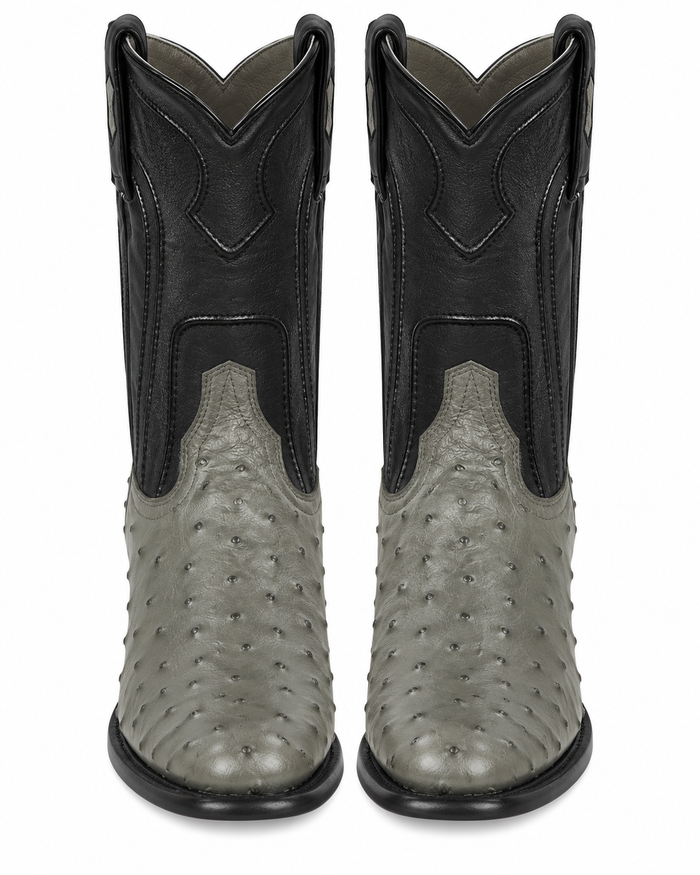 Grey Ostrich Roper Boots