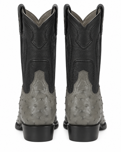 Grey Ostrich Roper Boots