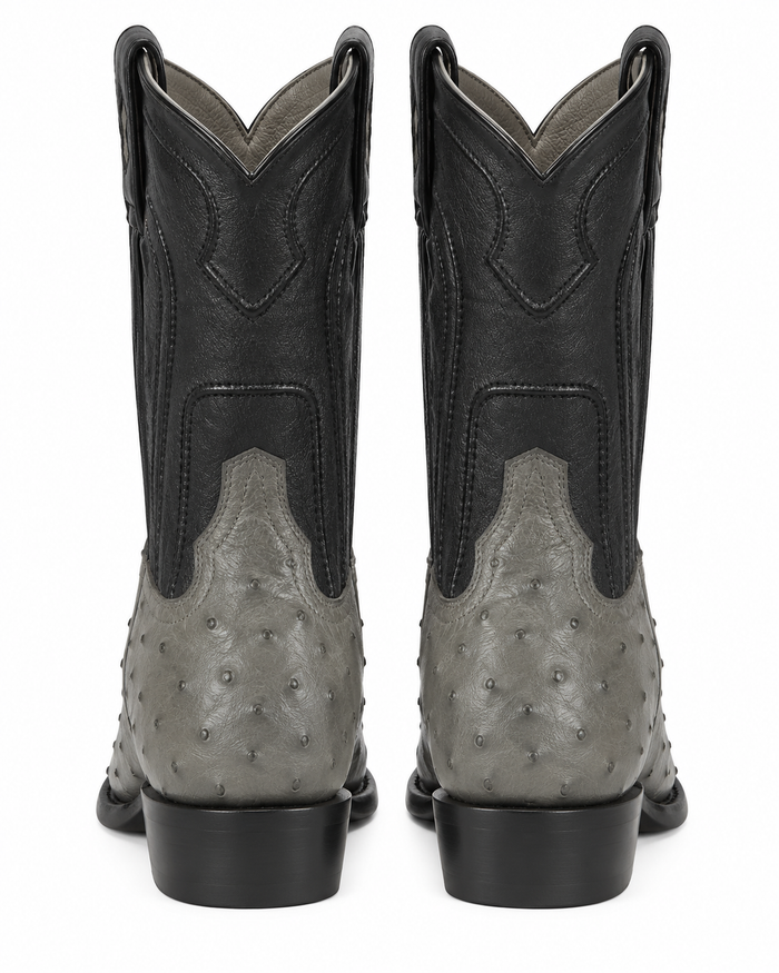 Grey Ostrich Roper Boots