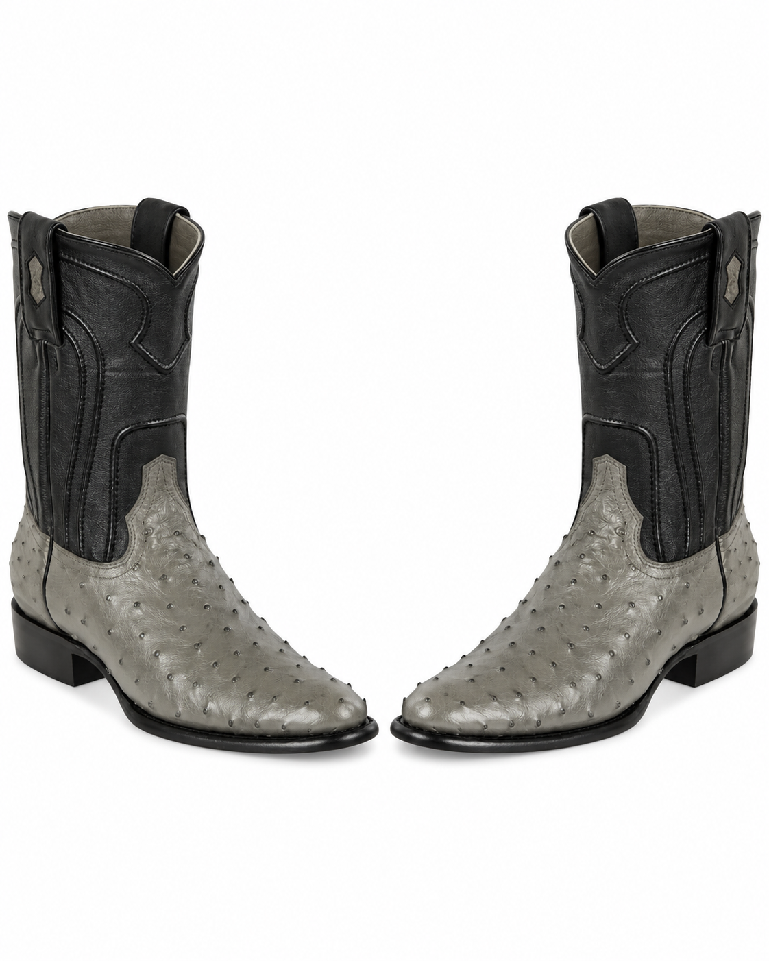 Grey Ostrich Roper Boots