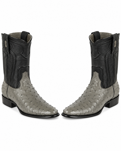 Grey Ostrich Roper Boots