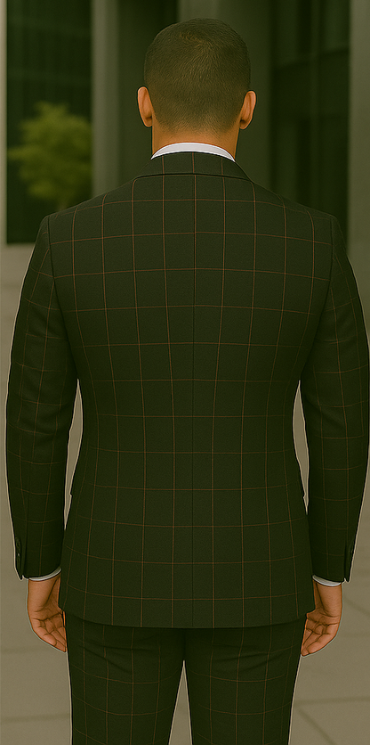 Wool Suit - Italian Made Business Suit by Statement Men's 3 Piece 100% Wool Modern Fit Suit - Bold Accent Color