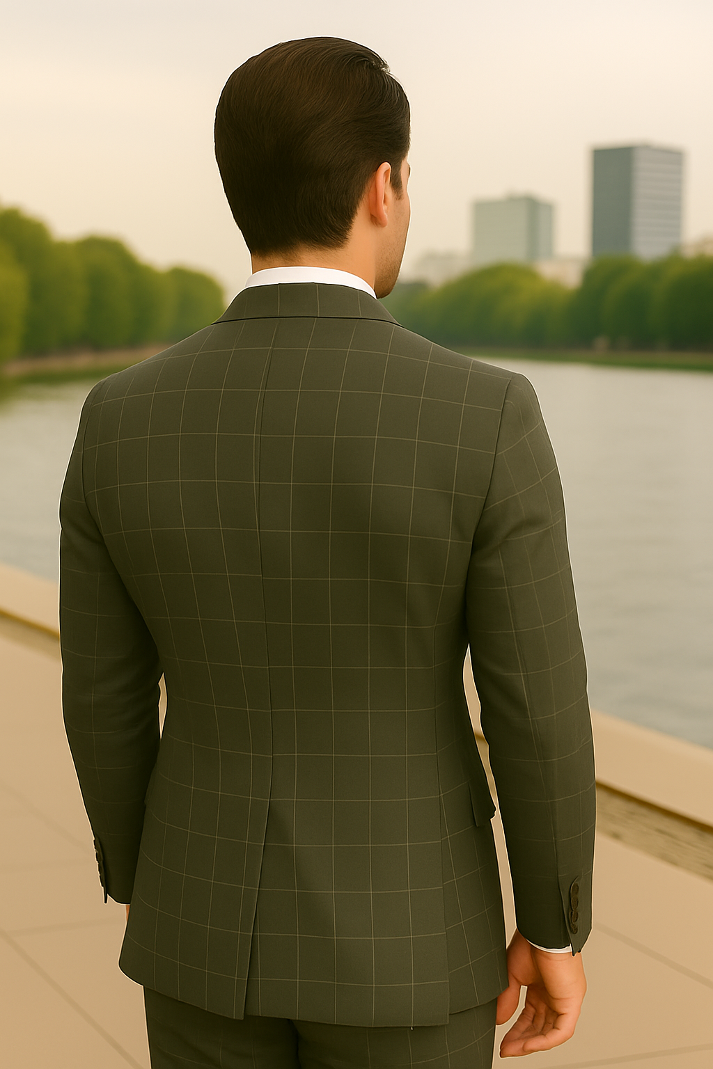 Wool Suit - Italian Made Business Suit by Statement Men's 3 Piece 100% Wool Modern Fit Suit - Fashion Pattern