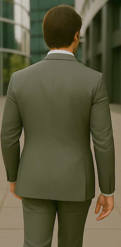 Wool Suit - Italian Made Business Suit by Statement Men's 2 Piece 100% Wool Modern Fit Suit - Subtle Windowpane