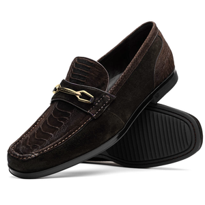 Marco Di Milano Brown Hugo Sueded Ostrich Leg Bit Loafers