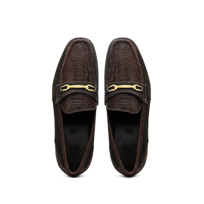 Marco Di Milano Brown Hugo Sueded Ostrich Leg Bit Loafers