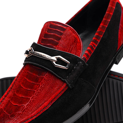 marco-di-milano-red-black-hugo-sueded-ostrich-leg-bit-loafers
